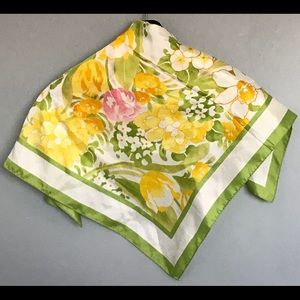AVON SM KENT Tulip Floral Scarf Chartreuse & Pink